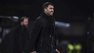 Eduardo Coudet, entrenador del Celta, durante el partido de su equipo contra el Levante en Bala&iacute;dos.