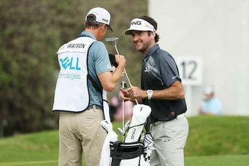 Bubba Watson of the United States reacts on the 12th hole during his final round match against Kevin Kisner.