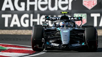 Mercedes' Italian driver Kimi Antonelli drives during the qualifying session ahead of the Formula One Chinese Grand Prix at the Shanghai International Circuit in Shanghai on March 14, 2026. (Photo by Greg Baker / AFP)