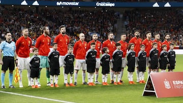 Alineación inicial de la Selección española durante el España-Argentina en el Wanda Metropolitano.