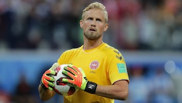 Schmeichel, en la tanda de penaltis entre Croacia y Dinamarca.