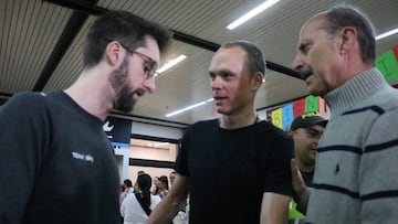 El ciclista británico Chris Froome llegando a Medellín para el Tour Colombia 2.1