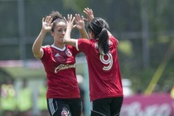 Action photo during the match Pachuca vs Tijuana Womens, Corresponding Final of Tournament 2016-2017 of the League BBVA Bancomer MX. 

Foto de accion durante el partido Pachuca vs Tijuana Femenil, Correspondiente a la Final  del Torneo 2016-2017 de la Liga BBVA Bancomer MX, en la foto:   Gol Inglis Hernandez Tijuana Femenil

22/04/2017/MEXSPORT/Victor Leon