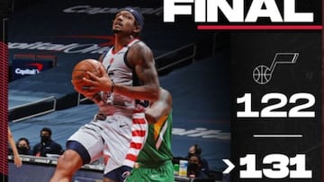 Bradley Beal, durante el partido de la NBA que ha enfrentado a Washington Wizards y a Utah Jazz.