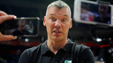 BELGRADE, SERBIA - MAY 17: Sarunas Jasikevicius, Head Coach of Zalgiris Kaunas
during the 2018 Turkish Airlines EuroLeague F4 Zalgiris Kaunas Official Practice at Stark Arena on May 17, 2018 in Belgrade, Serbia. (Photo by Francesco Richieri/EB via Gett