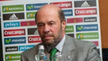 Pablo Comas, ayer en el acto de presentación del España-Bielorrusia en Huelva.