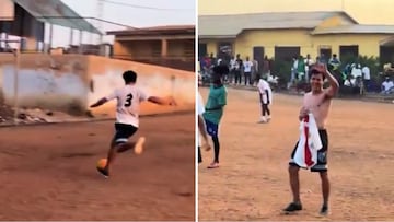 Un futbolista de Primera se pone a jugar una pachanga callejera de vacaciones en Ghana: viral al instante