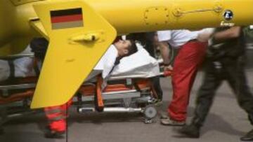 Pedrosa fue trasladado al hospital en helicóptero