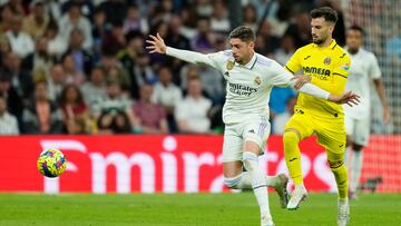 Federico Valverde central midfield of Real Madrid and Uruguay and Alex Baena left winger of Villarreal and Spain compete for the ball during the La Liga Santander match between Real Madrid CF and Villarreal CF at Estadio Santiago Bernabeu on April 8, 2023 in Madrid, Spain. (Photo by Jose Breton/Pics Action/NurPhoto via Getty Images)
PUBLICADA 10/04/23 NA MA02-03 6COL
PUBLICADA 17/04/23 NA MA07 2COL