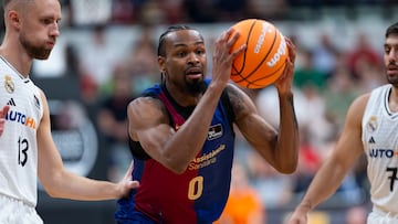 Kevin Punter, American forward for FC Barcelona Basket during the match, Real Madrid vs FC Barcelona Endesa Super Cup semi-final match Sports Palace of Murcia, Murcia, Region of Murcia 21 September 2024 21/09/24 PARTIDO BALONCESTO
REAL MADRID - BARCELONA
SEMIFINAL SUPERCOPA