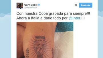 Gary Medel luce la Copa América en un tatuaje en su pierna