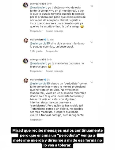 La novia de Borja Iglesias responde a los insultos de un periodista: “Eres repugnante”