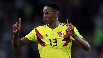 El central colombiano del Barcelona, Yerry Mina, durante el Mundial de Rusia 2018.