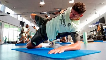 Fede Valverde durante el entrenamiento en el gimnasio.