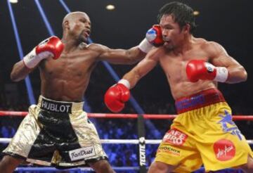 El combate m¨¢s medi¨¢tico de los ¨²ltimos a?o fue el que enfrent¨® a Pacquiao contra Mayweather. Despu¨¦s de a?os de tensiones finalmente ambos se enfrentaron el 2 de mayo de 2015 en Las Vegas.