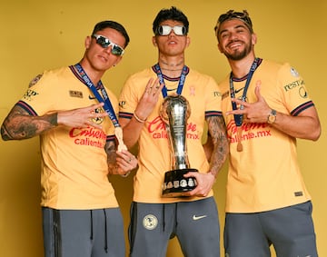  Brian Rodriguez, Kevin Alvarez and Henry Martin during special session America team champion Torneo Apertura 2024 Liga MX at BBVA Bancomer Stadium, on December 15, 2024 in Monterrey, Nuevo Leon, Mexico.