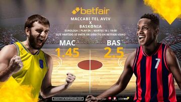 Maccabi Tel Aviv vs. Saski Baskonia: horario, TV, estadísticas, clasificación y pronósticos