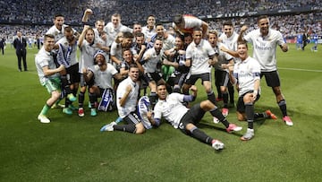 As&iacute; celebraron el t&iacute;tulo los jugadores del Real Madrid.
 