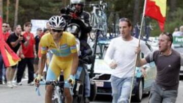 <b>LÍDER. </b>Alberto Contador en la contrarreloj de Navacerrada de la Vuelta a España 2008.