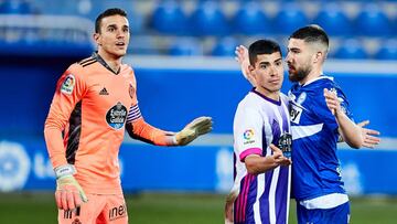Jordi Masip of Real Valladolid CF and Olaza of Real Valladolid CF during the Spanish league, La Liga Santander, football match played between Deportivo Alaves and Real Valladolid CF at Mendizorroza stadium on February 5, 2021 in Vitoria, Spain.
AFP7
05