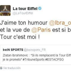 La Torre Eiffel contesta a Ibrahimovic: "¡La Torre soy yo!"