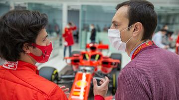 Carlos Sainz y Riccardo Adami. Ferrari, F1 2020. 