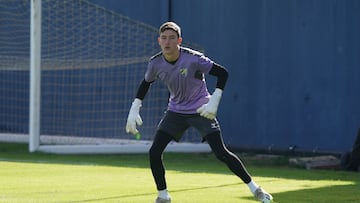 Carlos López, en un entrenamiento con el Málaga.