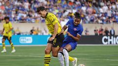 Aug 2, 2023; Chicago, Illinois, USA; Borussia Dortmund defender Mats Hummels (15) battles for the ball against Chelsea forward Christopher Nkunku (45) during the first half at Soldier Field. Mandatory Credit: Jon Durr-USA TODAY Sports