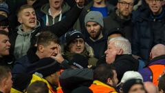 Fans pictured during altercations in the City-Celtic game.