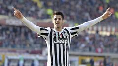 &Aacute;lvaro Morata celebrates after scoring against Torino. 