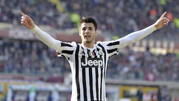 Álvaro Morata celebrates after scoring against Torino.