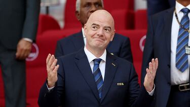 Soccer Football - FIFA World Cup Qatar 2022 - Group B - England v Iran - Khalifa International Stadium, Doha, Qatar - November 21, 2022 FIFA president Gianni Infantino in the stands before the match REUTERS/Carl Recine