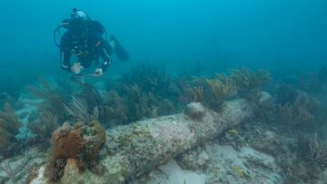 Uno de los cinco cañones hallados durante el estudio arqueológico en el Parque Nacional Dry Tortugas