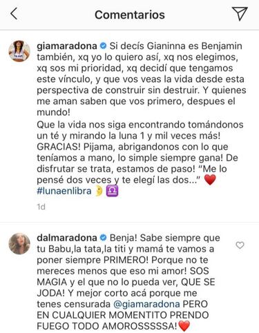 La bronca de Dalma Maradona ante la ausencia de Benja Agüero en el cumpleaños virtual del Kun