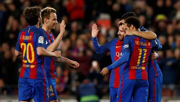 El Barcelona celebra un gol