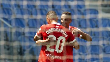 Fernando, con Diego Carlos celebrando su gol.