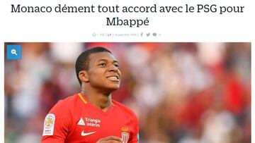 Le Parisien: el Mónaco niega un acuerdo con el PSG por Mbappé