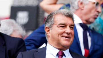 BARCELONA, SPAIN - SEPTEMBER 17: president Joan Laporta of FC Barcelona during the La Liga Santander  match between FC Barcelona v  Elche at the Spotify Camp Nou on September 17, 2022 in Barcelona Spain (Photo by David S. Bustamante/Soccrates/Getty Images)