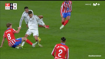 La entrada de Ceballos a Valverde en el derbi Real Madrid-Atltico de la jornada 23 de LaLiga EA Sports.