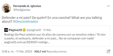 “Descerebrado”: un diputado argentino atacó a Rodrigo De Paul