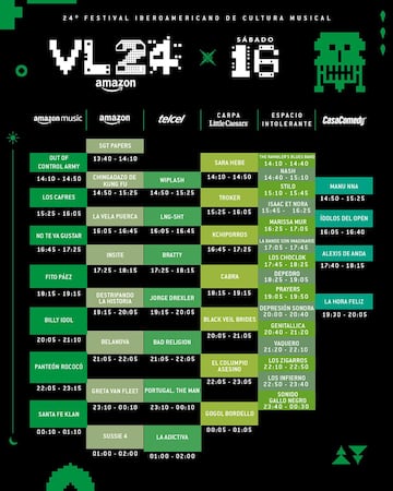 Horarios Sábado 16 de marzo Vive Latino