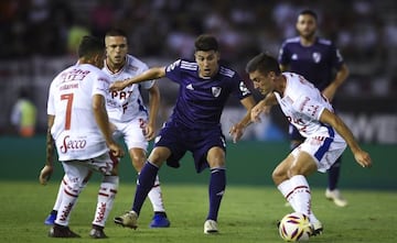 Exequiel Palacios of River Plate kicks the ball during a match between River Plate and Union