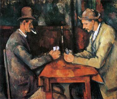 La obra Postimpresionista "Los jugadores de cartas" del pintor francés Paul Cézanne forma parte de un conjunto de pinturas con dicha temática. El cuadro se realizó entre 1890 y 1895, la época de mayor madurez del artista. La venta de este cuadro se realizó de forma privada en 2011 a la familia real de Qatar, sin subasta pública, alcanzando una cantidad que podría ser superior a los 250 millones de dólares. 