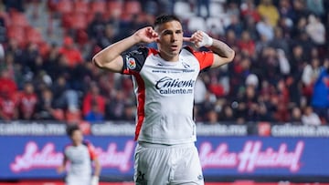 Uros Durdevic celebrates his goal 3-3 of Atlas during the 11th round match between Tijuana and Atlas as part of the Liga BBVA MX, Torneo Clausura 2025 at Caliente Stadium, on March 09, 2025 in Tijuana, Baja California, Mexico.