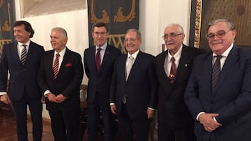 Presidente del CSD, el Presidente del COM, el Presidente de la Xunta, Olegario Vázquez Raña, José Luis Torrado y Alberto Barciela.