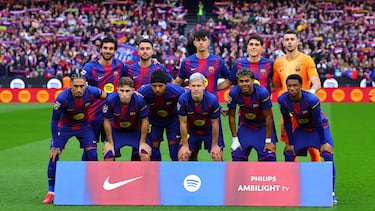 El once inicial del FC Barcelona. 