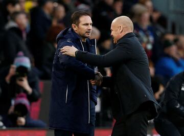 Frank Lampard was sacked with Everton 19th in the league. Ex-Burnley manager, Sean Dyche (also pictured) has taken over the role. 