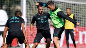 Cristiano, en el entrenamiento de este viernes.