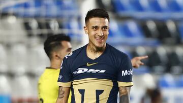 during the Play In match between Pachuca and Pumas UNAM as part of the Torneo Clausura 2024 Liga BBVA MX at Hidalgo Stadium on May 02, 2024 in Pachuca, Hidalgo, Mexico.