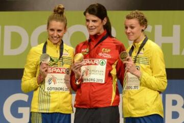 Ruth Beitia revalidó la medalla de oro en los Campeonatos de Europa de Atletismo en Pista Cubierta de 2013 celebrados en Gotemburgo con una marca de 1,99 m.